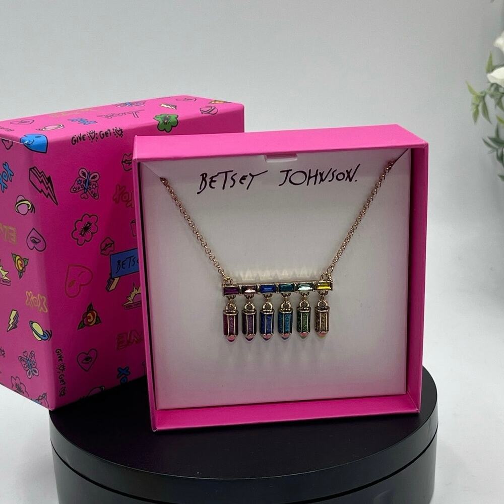 Betsey Johnson Back to School‎ Shaky Mulit colored Dangling Pencil Necklace New